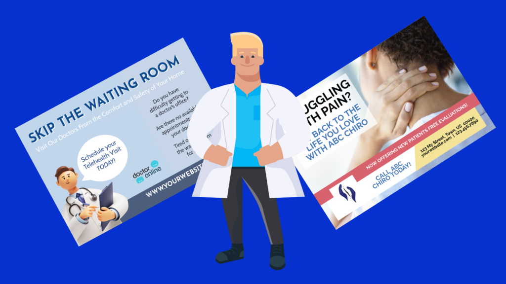 doctor with chiropractic direct mail postcards